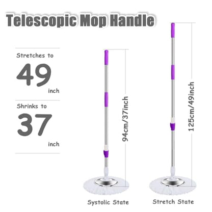Spin Mop Replacement Mop Handle, 49-inch 360 Degrees Rotating Telescopic Replacement Mop Stick with Stainless Steel Disc for Spin Mop Bucket Cleaning System (Stainless Steel Disc, Green) - color: Green, style: Stainless Steel