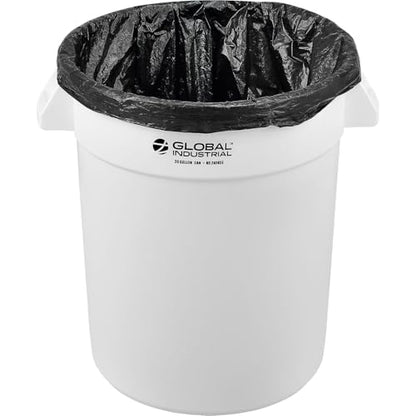 Global Industrial Commercial Round Trash Can, 20 Gallon Capacity, Plastic Garbage Can, Indoor and Outdoor Utility Trash Can, White, 19" W x 22-1/2"H, No Lid - color: White