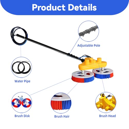 Solar Cleaning Brush, 18 FT Adjustable Water Fed Pole Cleaning Kit, Window Solar Panel Cleaning Kit, Water Fed Pole Kit, Solar Double-Head Automatic Cleaning Brush, with Power Converter - color: 18ft-inverter