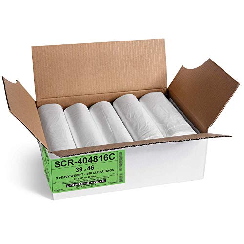 Aluf Plastics 45 Gallon Clear Trash Bags - 39" x 46" - 16 Micron Equivalent High Density Value Garbage Bags Can Liners for Bathroom, Office, Industrial, Commercial, Recycling (Pack of 1000) - color: Clear, style: 45 Gal, 16 Micron Equiv, 1,000 Count