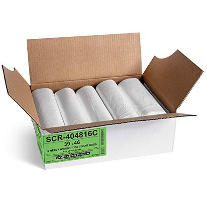 Aluf Plastics 45 Gallon Clear Trash Bags - 39" x 46" - 16 Micron Equivalent High Density Value Garbage Bags Can Liners for Bathroom, Office, Industrial, Commercial, Recycling (Pack of 1000) - color: Clear, style: 45 Gal, 16 Micron Equiv, 1,000 Count