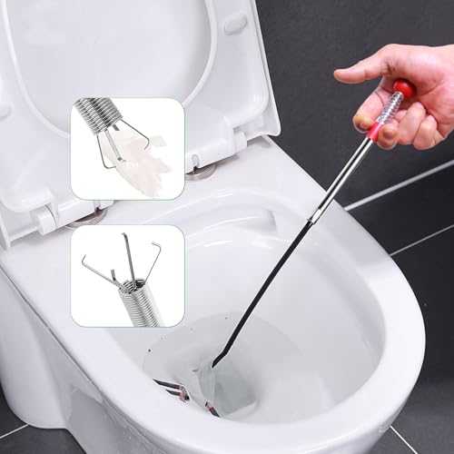 61 Inch Drain Snake Hair Drain Clog Remover With 4 Claws Bendable Hose Pickup Reaching Assist Tool for Home and Kitchen Sink - style: Round-61 IN