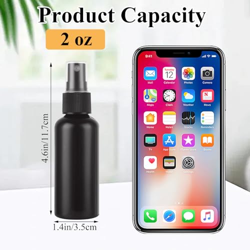 60 Pack 2 oz Black Spray Bottles, Small Fine Mist Plastic Spray Bottles with Caps, Refillable Mini Spray Bottles for Room Spray, Car Freshener, Essential Oils, Beauty, Hair, Cleaning - color: Black, size: 2 oz