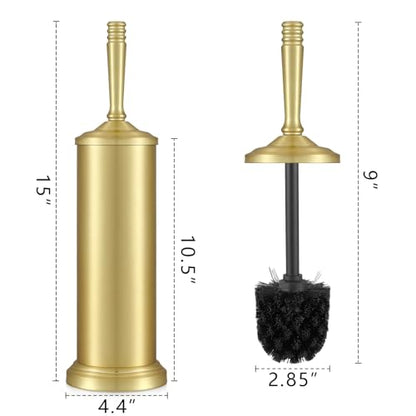 Gold Toilet Brush and Holder Set, Stainless Steel Toilet Brush for Bathroom,Heavy Duty Gold Toilet Bowl Brush and Holder,Deep Cleaning Modern Toilet Cleaner Brush -Space Saving, Covered Brush, Durable - color: Gold