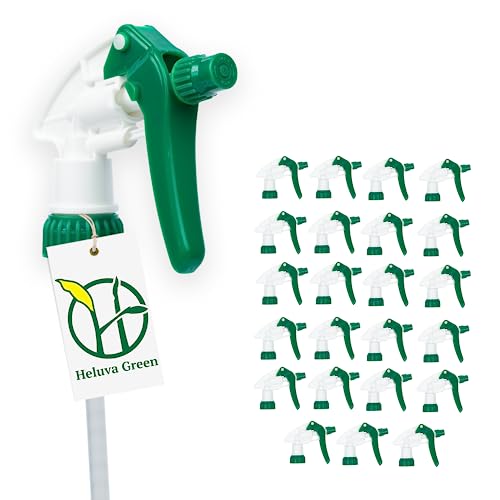 Heluva Green Spray Bottle Nozzle Replacement, Bottle Tops Only - Sprayer Nozzle Triggers for Heavy Duty, Commercial, Home Cleaning Solutions - Fits 8,16,24,32 oz Plastic & Glass Bottles, Green 24 pack - color: Green, size: 24 Pack