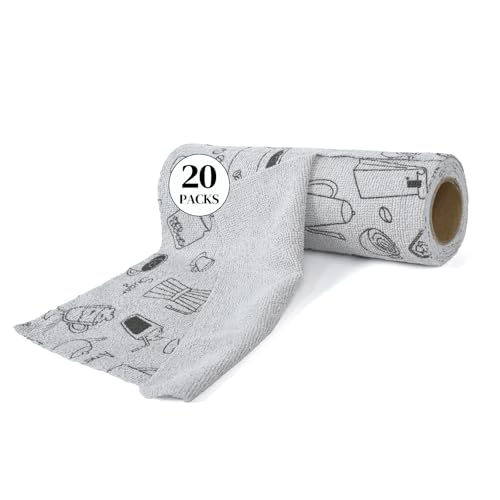 YoulerTex Reusable Cleaning Cloths Microfiber Towel: 50 Pack Washable Tear Away Cleaning Towels Roll - 12× 12 Absorbent Rags Drying Dishcloths for Kitchen House Car (20, Gray Cup Pattern) - color: Gray Cup Pattern