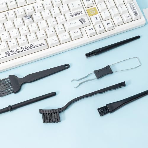 SIMPOR 6 PCS Nylon Keyboard Cleaning Brush Kit, Anti Static Brushes with Keycap Puller, Electronic Cleaning Brushes for Laptop Computer Dust Removal