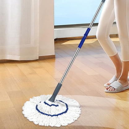 Silkyhose Self-Wringing Twist Mop Cotton Rotating Dry & Wet Mops with 2 Reusable Heads for Floor Cleaning Kitchen Bathroom Hardwood Vinyl Tile Laminate Household Office (White Style 2) - color: White Style 2