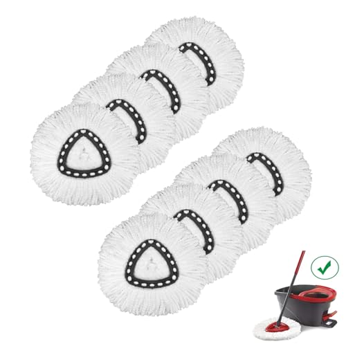 Spin Mop Replacement Head, 8 Pack Mop Refill Compatible with Ocedar Triangle Swivel Mops for House Cleaning and Floor Mopping