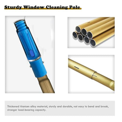 Professional Window Cleaning Kit with Extendable Pole, Ideal for High-Rise Buildings and Large Glass Surfaces - size: L 4.4M (14' 5inch)