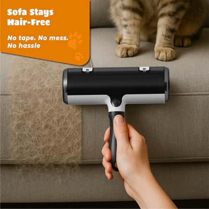 Pet Hair Remover and Reusable Lint Roller - Cat and Dog Hair Remover for Couch, Furniture, Carpet, Clothing and Bedding - Portable, Multi-Surface Fur Removal Tool (Gray) - color: Gray
