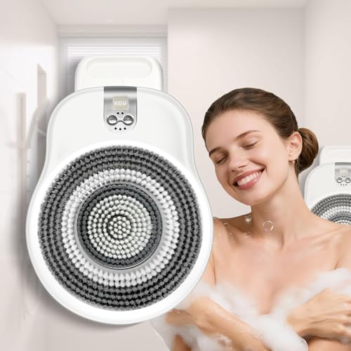 KGV Electric Shower Brush, Back Scrubber, Rechargeable Exfoliating Tool | Rechargeable electric shower brush, deep cleansing back scrubber, exfoliating body care, wall mounted design, for shower - size: 17