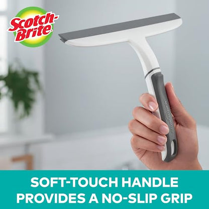 Scotch-Brite, All-Purpose 10 Inch Dual Blade Streak-Free Squeegee, Safe on Mirrors, Glass Shower Doors, Windows, Sinks and More - size: 10.188 in. x 7.5 in. x 1.5 in.