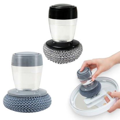 Dish Brush with Soap Dispenser, Soap Dispensing Dish Brush - with PET/Steel Wire Bristles, Kitchen Scrub Brush for Dishes Pots Pans Sinks (Comb) - color: Comb