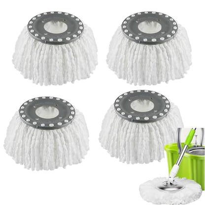Spin Mop Heads Replacement Refill for Old Hurricane Mr.Clean 360 Spin Magic Rotating Round Mop Microfibre,Universal Spin Mop Heads Clean Mop Head Refill for Standard Mops (4 Pack)