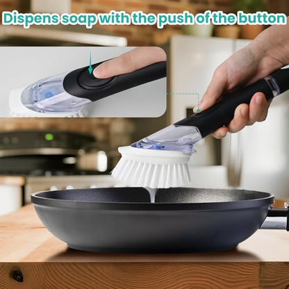 2 Pack Soap Dispensing Dish Brush, Dish Scrub Brush with Soap Dispenser, Dish Soap Brush for Dishes, Pans, Sink, Pots - size: 2 Pack