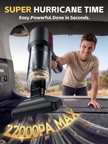 REWONDER Car Vacuum Cleaner High Power, 22000Pa Vacuum Cleaner & 110000RPM Air Duster, Handheld Vacuum with 7800mAh Battery, Storage Bag & Multi-Nozzles for Car, Home, Office - color: Purple