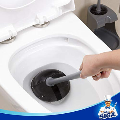 MR.SIGA Toilet Plunger and Bowl Brush Combo for Bathroom Cleaning, Gray, 1 Set - color: Gray
