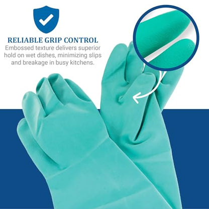 San Jamar 19NU-L Nitrile Elbow-Length Dishwashing Glove, Large (1 Pair) - color: Green, size: Large