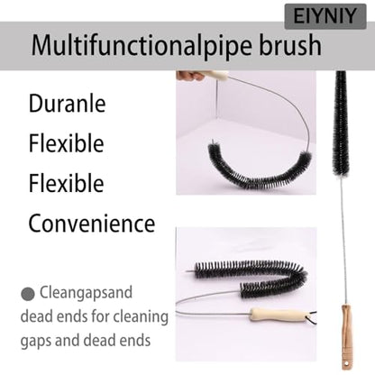 Dryer Cleaner Vent Brush Long Flexible Dryer Vent Cleaner with Wood Handle and Refrigerator Condenser Coil Brush Long Flexible Refrigerator Coil Cleaning Brush (EY-007) - color: Ey-007