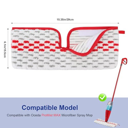 Spray Mop Pads Compatible with Oceda ProMist MAX Microfiber Spray Mop - Mop Replace Head for Dry/Wet Use - Reusable Washable Dust Mop Refills for Floor Cleaning,6 Pack - color: 6 Pack