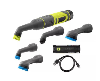 FVG52K-A95SB02 Fits For RYOBI USB Lithium Cordless Compact Detail Scrubber Kit w/ 2Ah Battery, Charging Cable, & Soft Bristle Accessory Kit (2-Piece)