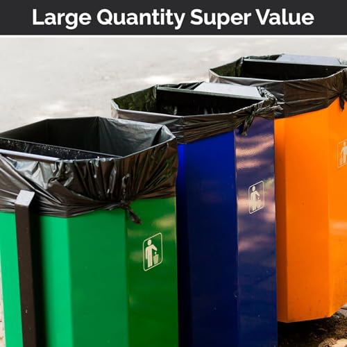 Extra Heavy Duty Black Contractor Garbage Bags 55 Gallon, 50 Trash Bags, Construction Grade, 3 mil, Made in USA