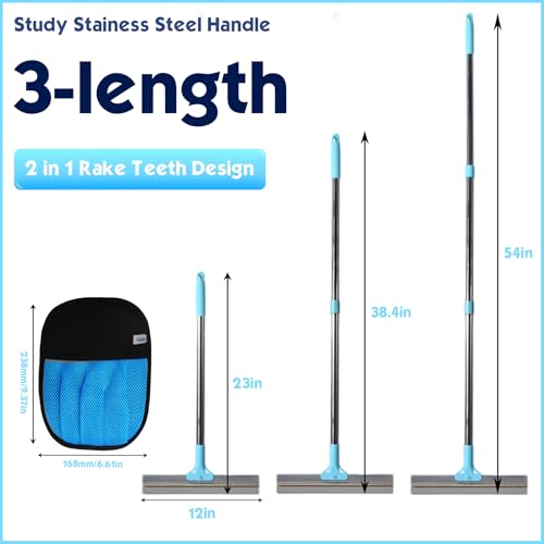 Carpet Rake for Pet Hair Removal, 54" Adjustable Long Handle 3 in 1 Carpet Rake & Pet Hair Removal Gloves for Cat Dog Fur Remover for Carpets, Rugs, Mats and Furniture(with 2 Hooks) - size: Carpet Rake & Hair Removal Gloves