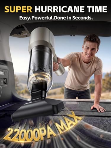 REWONDER Car Vacuum Cleaner High Power, 22000Pa Vacuum Cleaner & 110000RPM Air Duster, Handheld Vacuum with 7800mAh Battery, Storage Bag & Multi-Nozzles for Car, Home, Office - color: Gray