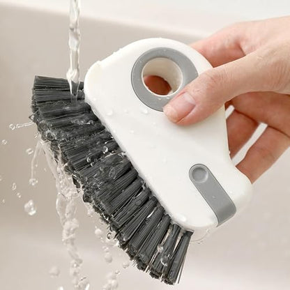 2 in 1 Groove Cleaning Brush, Multifunction Window Track Cleaning Tools with Hard Bristle and Hidden Scraper, Crevice Brush for Sliding Door Track, Window Seal, Sill (Gray) - color: Gray