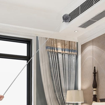 PRETYZOOM Extendable Cobweb Duster with Telescoping Pole and 3 Cleaning Heads Lightweight Spider Web Remover for High Ceilings and Outdoor Use Adjustable Length up to 94.5 Inches