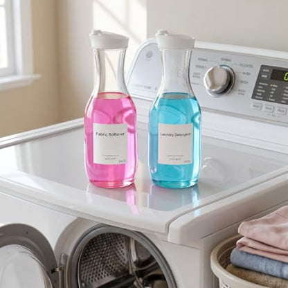 54 OZ Laundry Detergent Dispenser, Laundry Soap Dispenser, Liquid Laundry Detergent Container and Organizer, Clear Plastic Fabric Softener and Laundry Powder Dispenser for Laundry Room, 2Pack - color: 2p