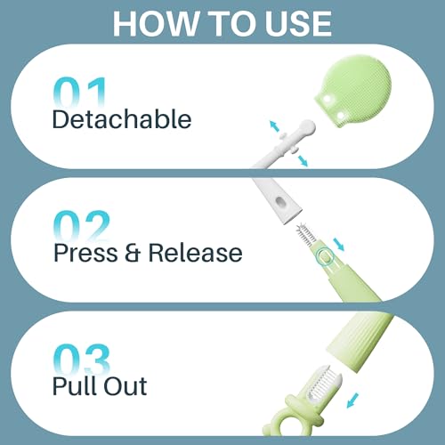 JOYMOOP Silicone Bottle Brush & Straw Cleaner Brush Set, Multi-Functional Bottle Washer for Sports Water Bottle,Glassware,Vase,and Narrow Neck Containers,Green - color: Green