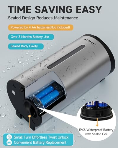 AIKE Automatic Wall Mount Liquid Soap Dispenser, Commercial Stainless Steel with 25oz Large Capacity Save Time Effort and Cost,Model AK1205(Brushed) - color: Brushed Stainless Steel
