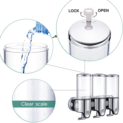 No-Drill 500ml Single Head Manual Pressing Head Wall Mounted Soap Dispenser, Shower Liquid Shampoo and Soap Dispenser with Container for Bathroom, Kitchen (Transparent) - color: Transparent, size: 500ml