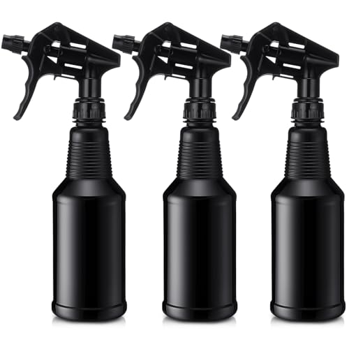Honeydak 3 Pack Plastic Spray Bottles Black 17 oz Heavy Duty Opaque Spray Bottles UV Light Blocking Refillable Reusable Leak-proof Sprayers for Cleaning Solution Kitchen Garden Home Plant - color: Black, size: 17 oz