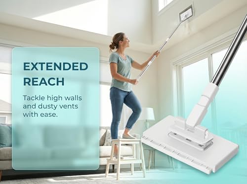 2026 New Lazy Mop Clip-on , Reusable Mini Mop with 4 Reusable Cloths, Automatic Cloth Change Function, Wet and Dry Dual Use, Zero-Touch Cloth Operation, Ideal for Floors and Walls