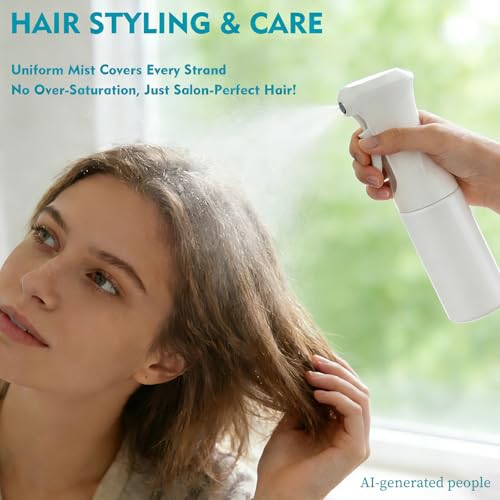 Continuous Spray Bottle, 6.8 OZ Hair Spray Bottles, Ultra-Fine Mister Spray Bottle for Hairstyling, Cleaning, Plants, Pets, Salons, and More (1 Pack) - color: Whole White