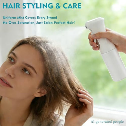 Continuous Spray Bottle, 6.8 OZ Hair Spray Bottles, Ultra-Fine Mister Spray Bottle for Hairstyling, Cleaning, Plants, Pets, Salons, and More (1 Pack) - color: Whole White