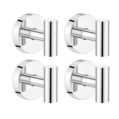 Suction Cup Hooks for Shower Heavy Duty, Shower Hooks No Drill, Shower Hooks for Inside Shower Stainless Steel, Suction Hooks for Window, Glass, Tile, Wall, Loofah, Bath Robe, Wreath, Chrome 4 Pack - color: Chrome