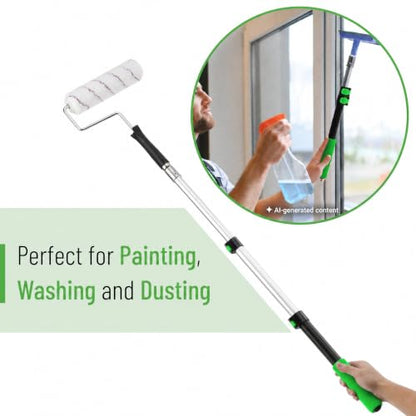 Bates- Telescopic Extension Pole, 3 Ft, Aluminum Alloy, Sturdy Multi-Purpose Extension Pole with Flip-Lock Design for Painting, Dusting and Cleaning - color: Black and Green, size: 3 Ft, 1 Pack