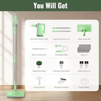 FEPPO Steam Mop & Detachable Handheld Steam Cleaner for Home and Floor Cleaning, 15s Heat-Up, 230°F Floor Steamer for Deep Cleaning with Multi-purpose Attachments Hardwood Floors, Tile,Grout,Furniture