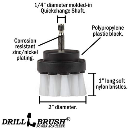 Cleaning Supplies - Scrub Brush - Car Detailing Products - Detailing Brush - Wheel Brush - Carpet Cleaner - Upholstery Cleaner - Drill Brush - Soft Bristle Brush - Aluminum - Car Cleaning Detail Brush - color: White