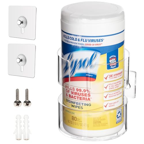 Wall-Mounted Wipes Holder for Cleaning Wipes, Acrylic Wipe Container Holder Rack for Wall - Easy Installation, Idea for Kitchen, Bathroom, Office, School, Clear (4.33" L x 4.72" W x 5.51" H) - size: 4.33"L x 4.72"W x 5.51"H