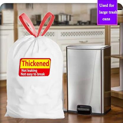 Ultra Thick Heavy Duty 16-18 Gallon Drawstring Trash Bags | White Leak Proof Large Plastic Garbage Bags for Tall Kitchen Home Office bedroom bathroom livingroom restaurant
