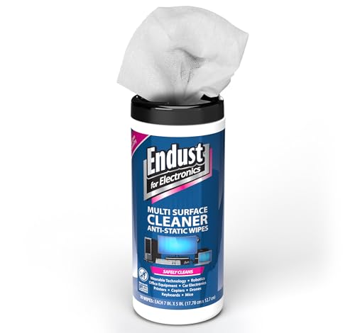 Endust For Electronics; Multi-Surface, Anti-Static, Electronics Cleaning Wipes; Alcohol & Ammonia Free; 12 Pack of 70 Wipes per Container (259000P12) - size: 70 Count (Pack of 12)