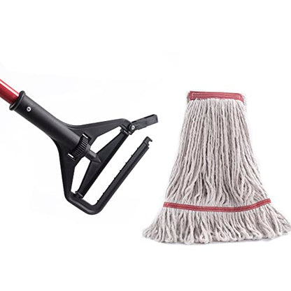 Matthew Cleaning Commercial Quick-Change Iron Mop Handle for Floor Cleaning Heavy Duty Mop Head Replacement Holder 60inch w/Plastic Gripper for Rags Side Gate Wet Mop Handles 6 Packs - color: Black Side-Gate Clamp
