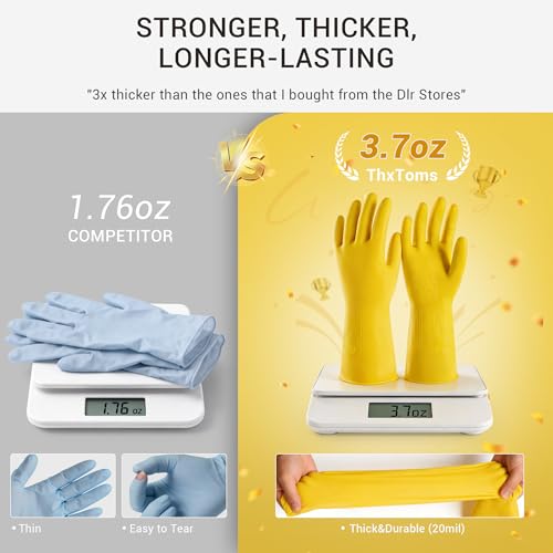 3 Pairs Rubber Dishwashing Gloves, Reusable Household Cleaning Gloves for Women Men, Kitchen and Bathroom Cleaning, Gardening, Pet Care, Extra Thickness, 20 Mil, 13", Heavy Duty, Non-Slip, XL - color: 3 Pairs, size: X-Large