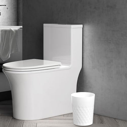 JiatuA 3 Pack Small Trash Can with Trash Bags Bathroom Garbage Bin Round Plastic Waste Basket for Kitchen, Bedroom, Office, College Dorm, Craft Room, White - color: White