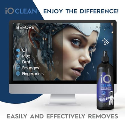 Screen Cleaner Spray (16oz+16oz) – Best Large Cleaning Kit for LCD LED OLED TV, Smartphone, iPad, Laptop, Touchscreen, Computer Monitor, Other Electronic Devices – 2 Microfiber Cloths and 4 Nozzles - size: 32 Fl Oz (Pack of 2)